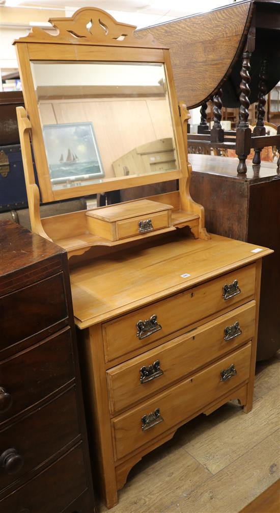 A late Victorian satin walnut dressing table W.92cm